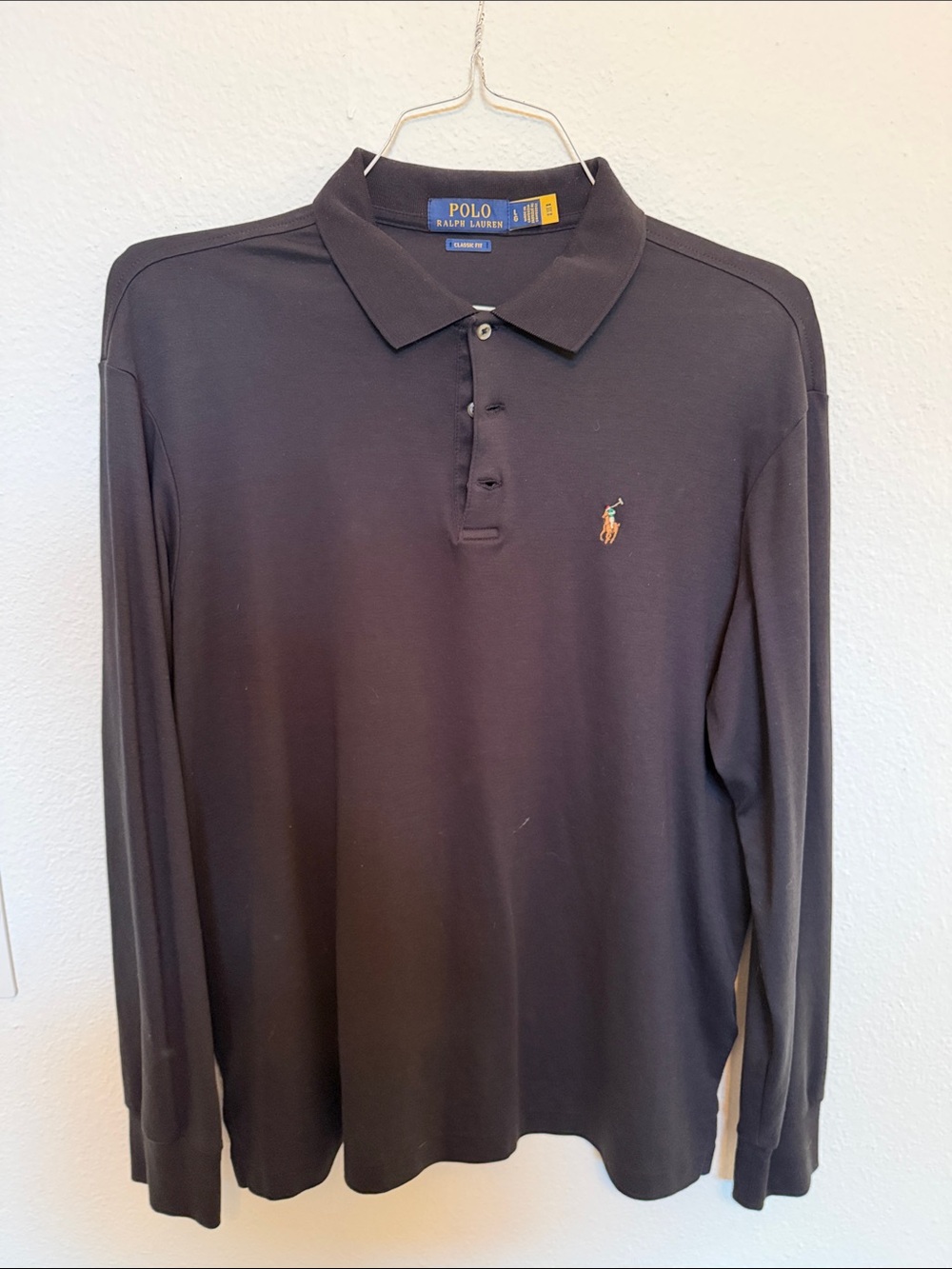 Polo by Ralph Lauren Long-Sleeve Polo Shirt - Black with Multicolor Pony